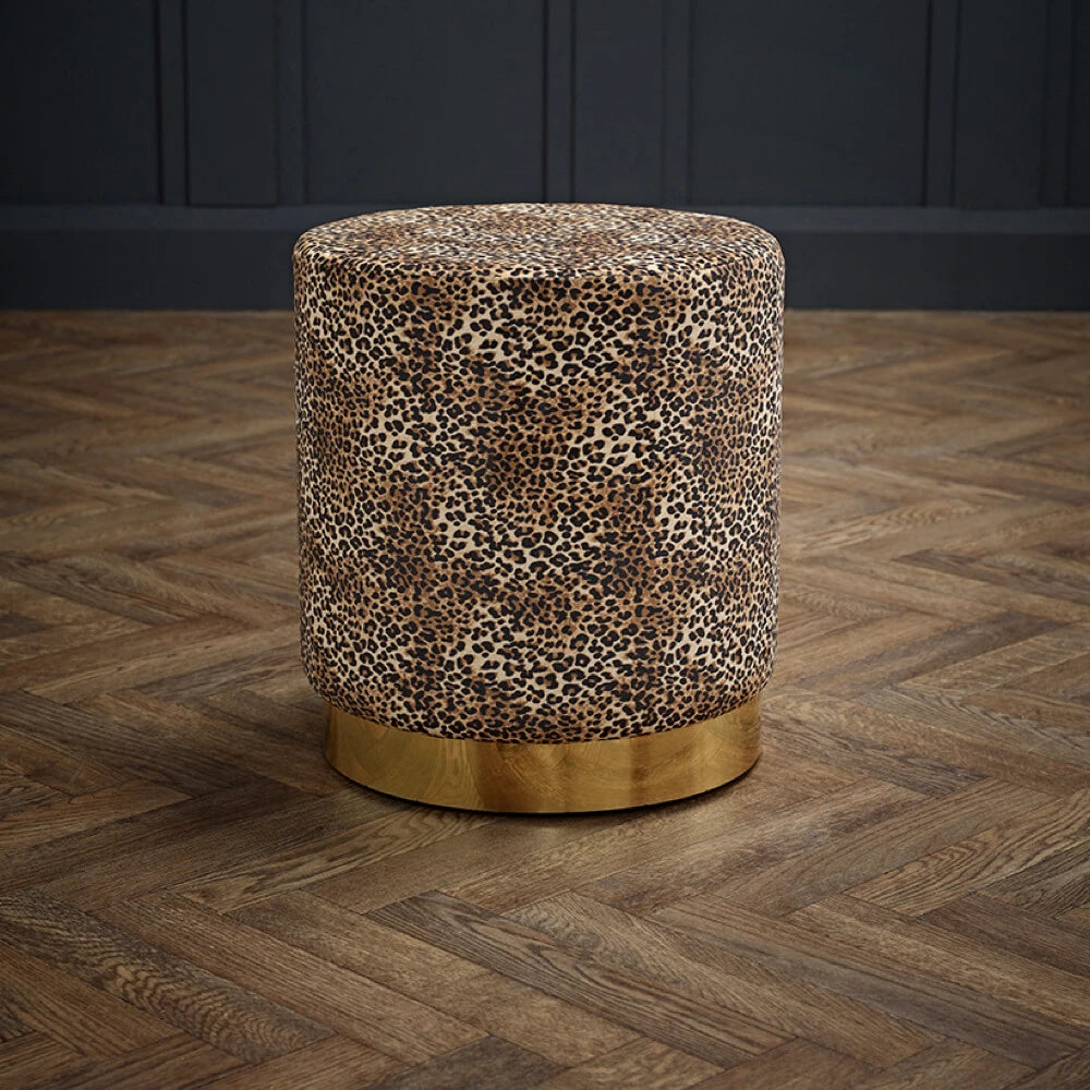 LPD Furniture Lara Pouffe (Pack of 1), Leopard