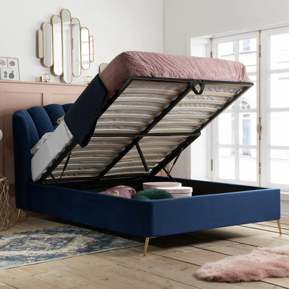 Birlea Lottie Ottoman 4ft 6in Double Fabric Bed Frame, Blue