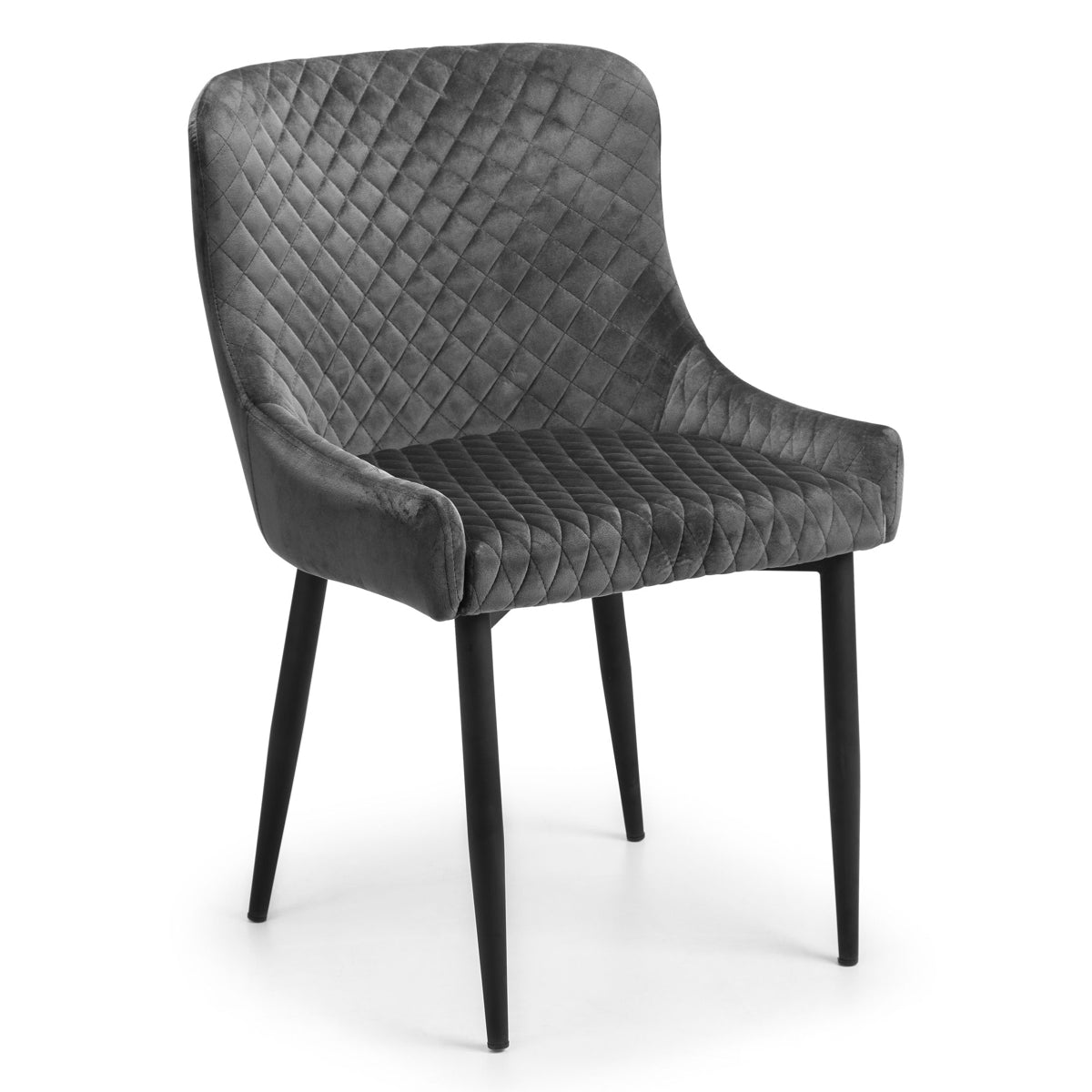 Julian Bowen, Luxe Velvet Dining Chair, Grey & Black