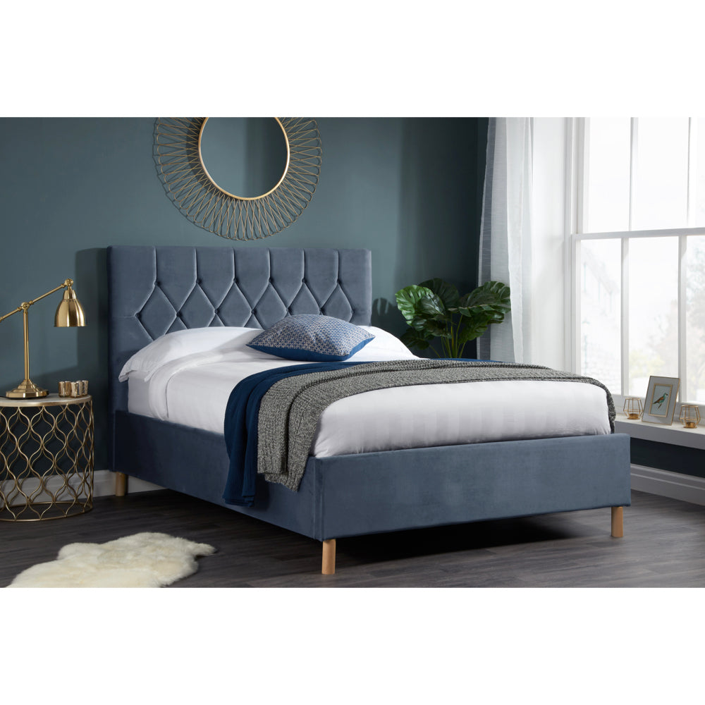 Birlea Loxley 4ft 6in Double Fabric Bed Frame, Grey
