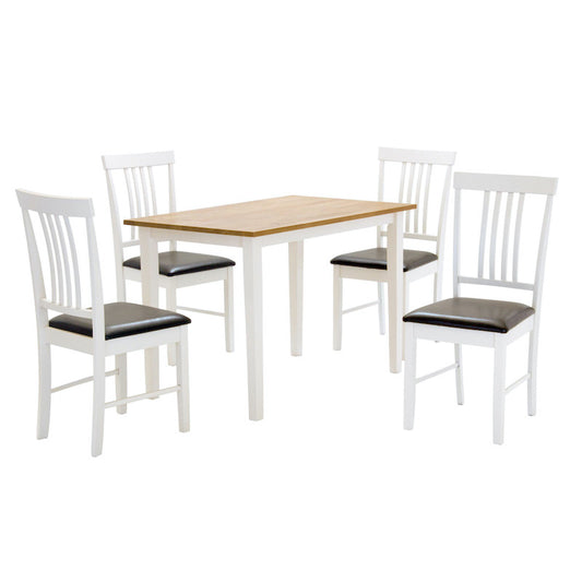 Heartlands Furniture Massa White Medium Dining Set with 4 Chairs Oak & White