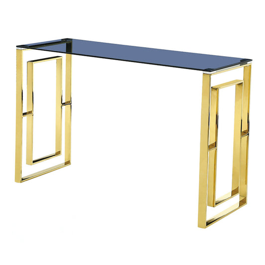 Heartlands Furniture Memphis Gold Grey Glass Console Table