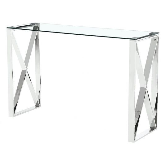 Heartlands Furniture Ningbo Silver Clear Glass Console Table