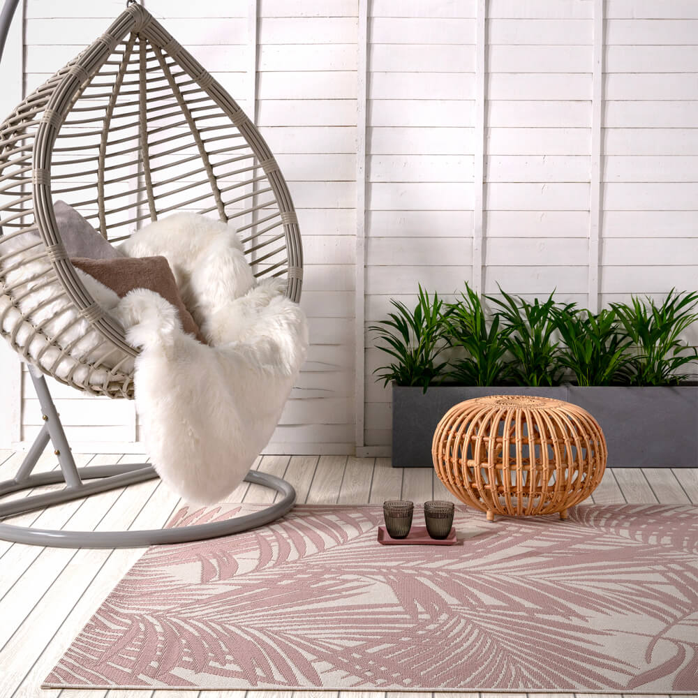 Asiatic Patio PAT21 Pink Palm, Floral Rug