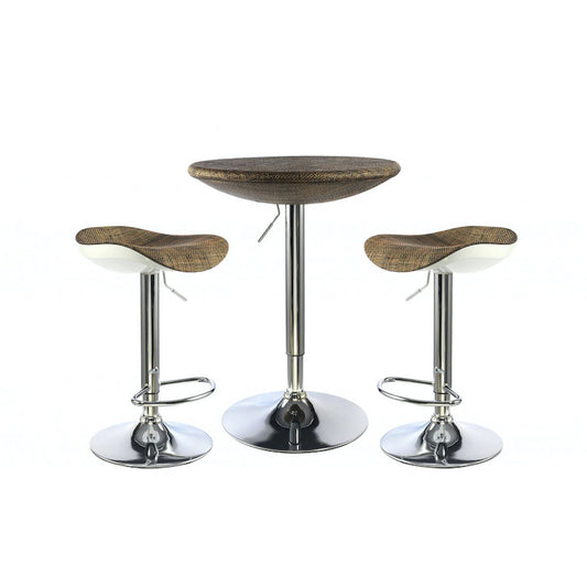 Heartlands Furniture Ripley Bar Table Chrome with Brown Textilene Top