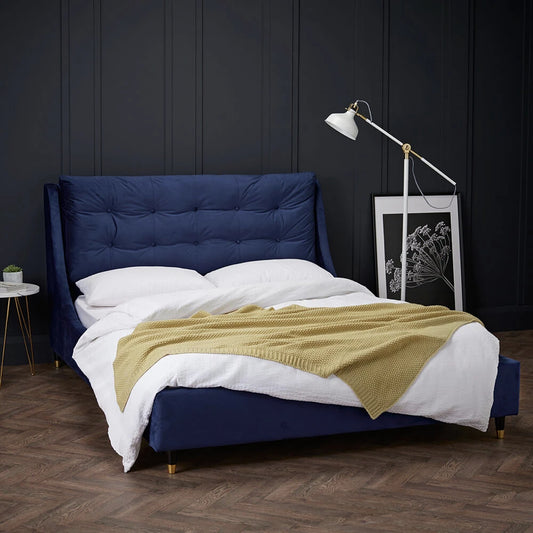 LPD Furniture Sloane 5ft King Size Bed Frame, Blue