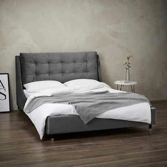 LPD Furniture Sloane 5ft King Size Bed Frame, Grey