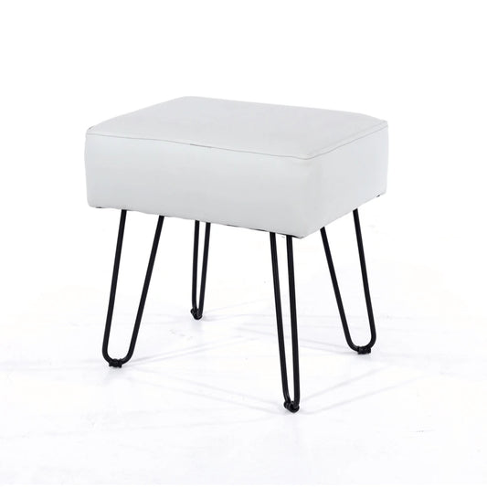 Core Products Soft Furnishings Grey Pu Upholstered Rectangular Stool With Black Metal Legs