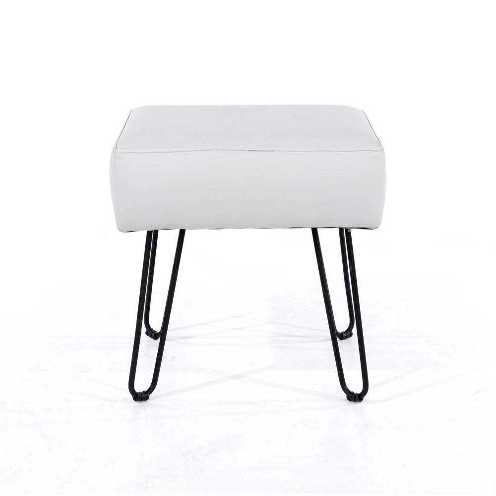Core Products Soft Furnishings Grey Pu Upholstered Rectangular Stool With Black Metal Legs