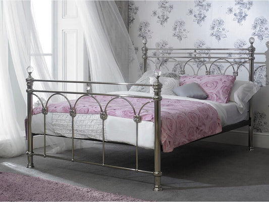 Sareer Sonita Chrome King Size Metal Bed Frame