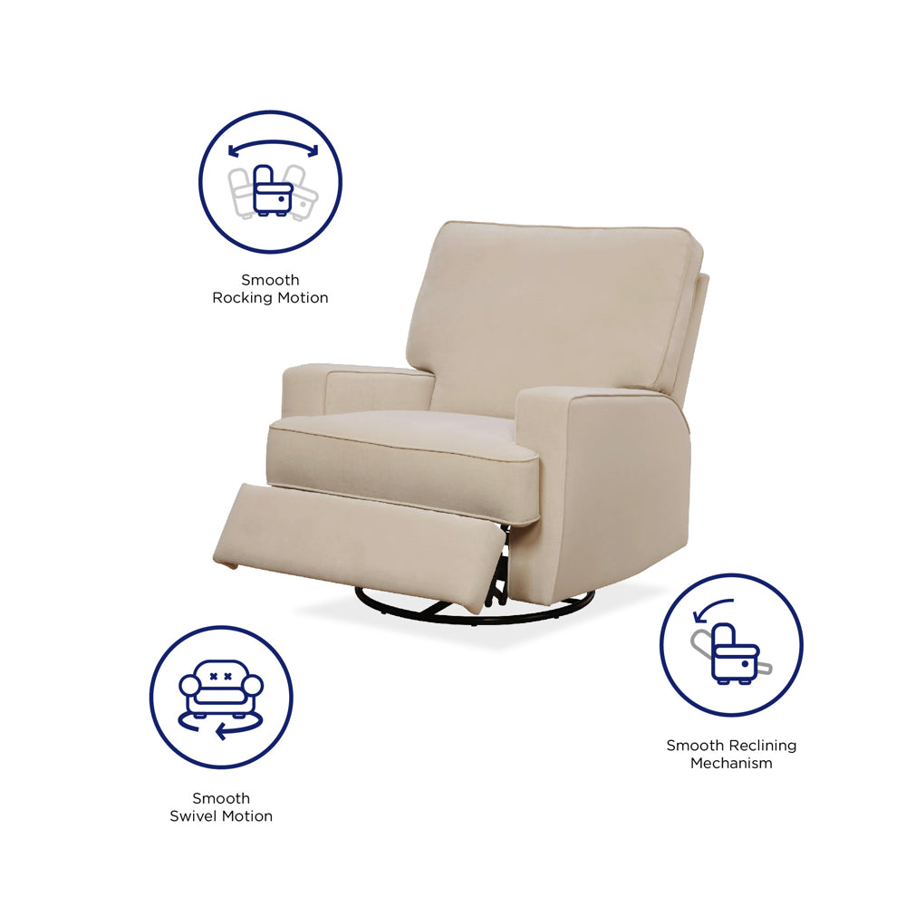 Dorel Home, Baby Relax Rylan Swivel Glider Recliner Chair, Coil Seating in Beige
