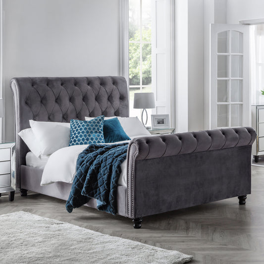 Julian Bowen, Valentino 4ft 6in Double Bed Frame, Grey