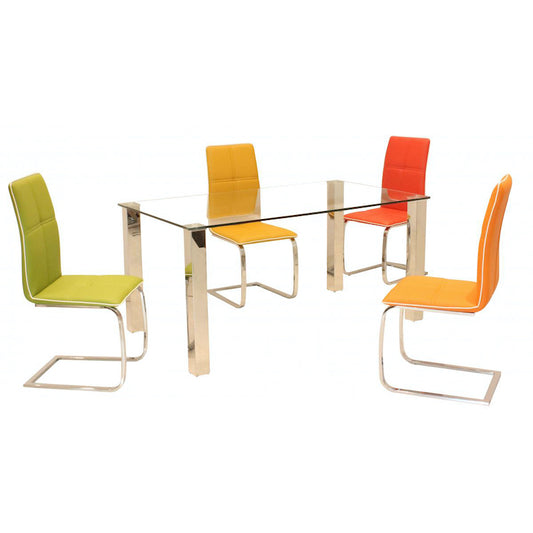 Heartlands Furniture Valita PU Chairs Chrome & Orange (Pack of 2)
