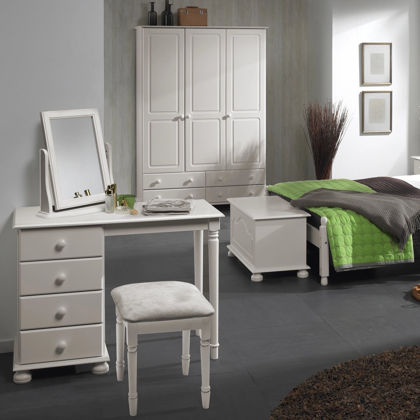 Furniture To Go Copenhagen Single Dressing Table in White