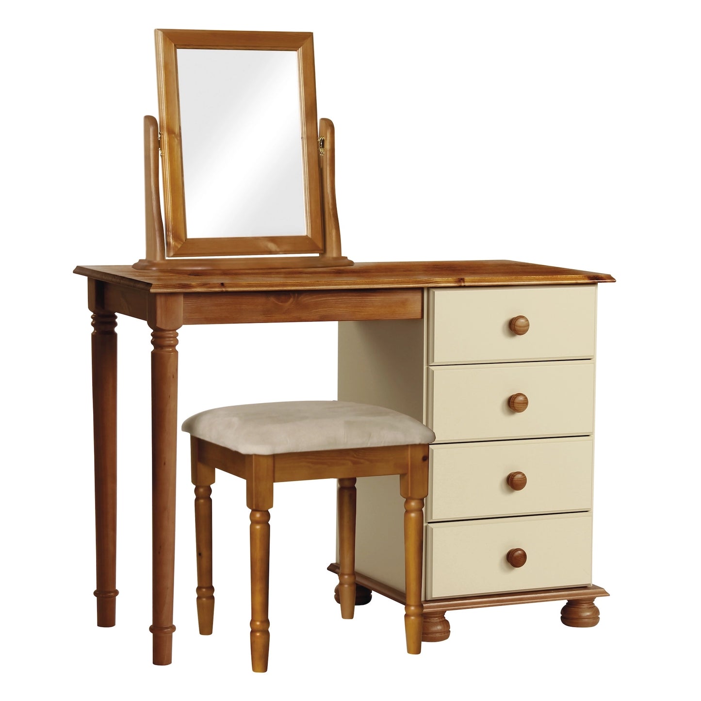 Furniture To Go Copenhagen Single Dressing Table in Cream/Pine