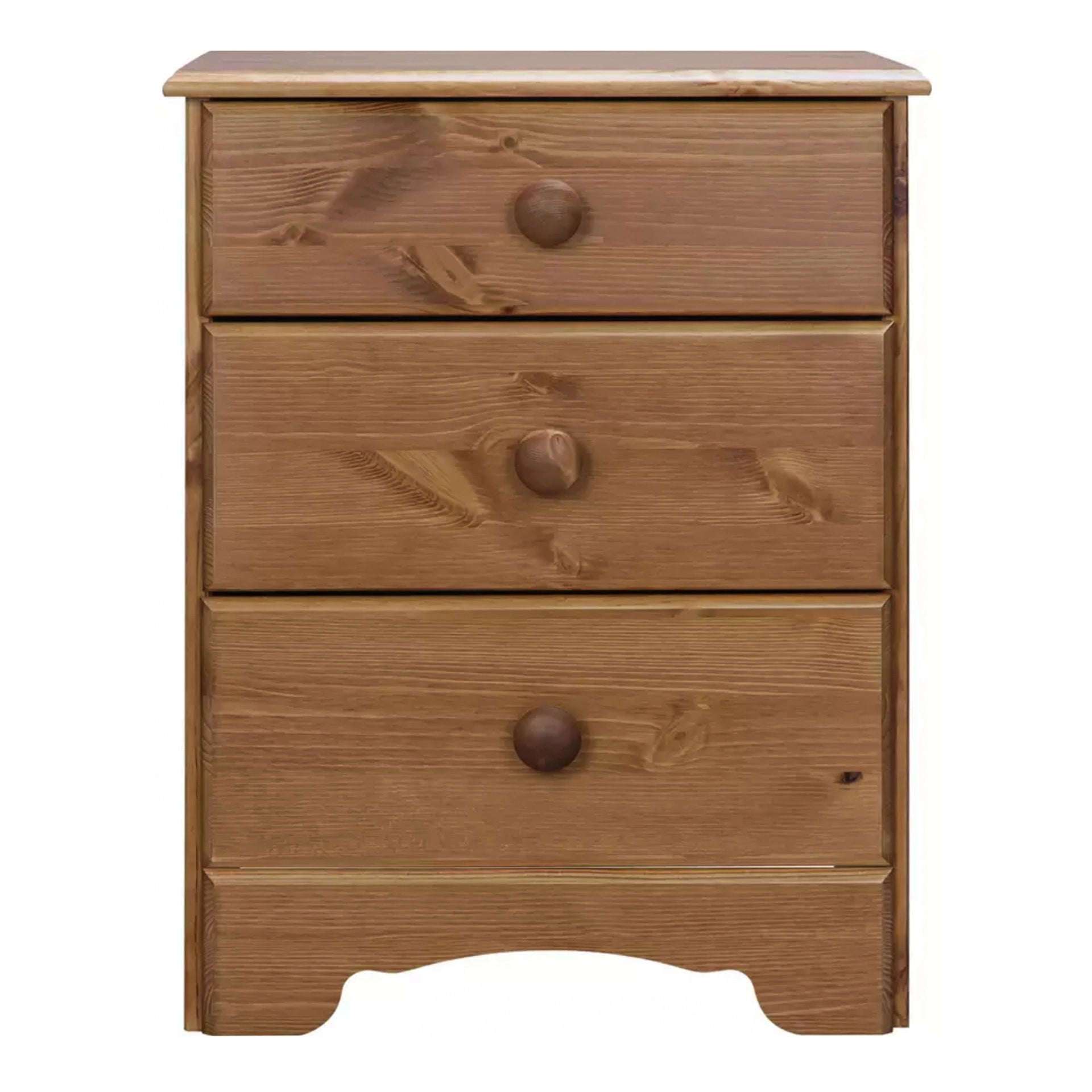 Furniture To Go Nordic Bedside Table 3 Drawers, Cherry