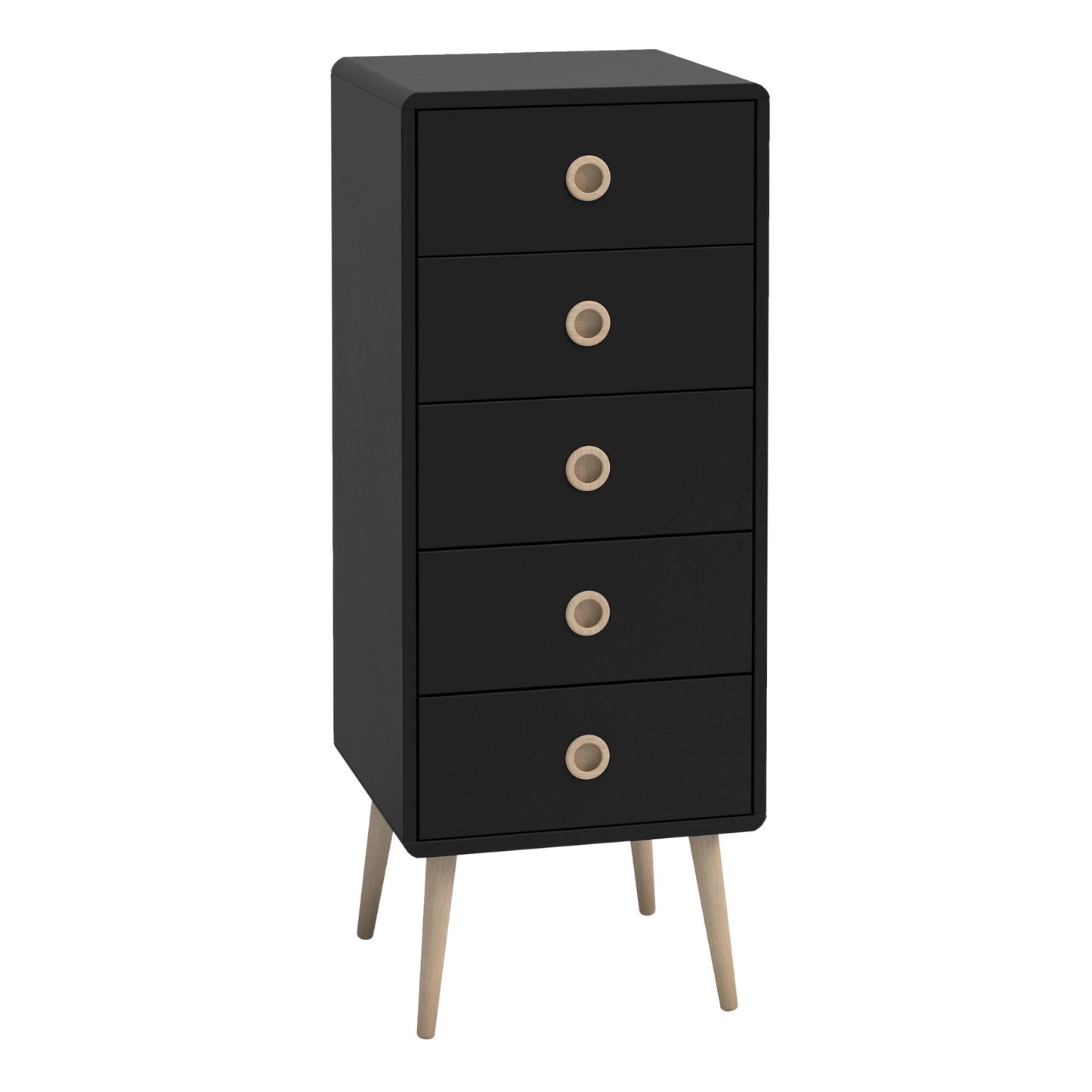 Furniture To Go Softline 5 Drawer Narrow Black Painted