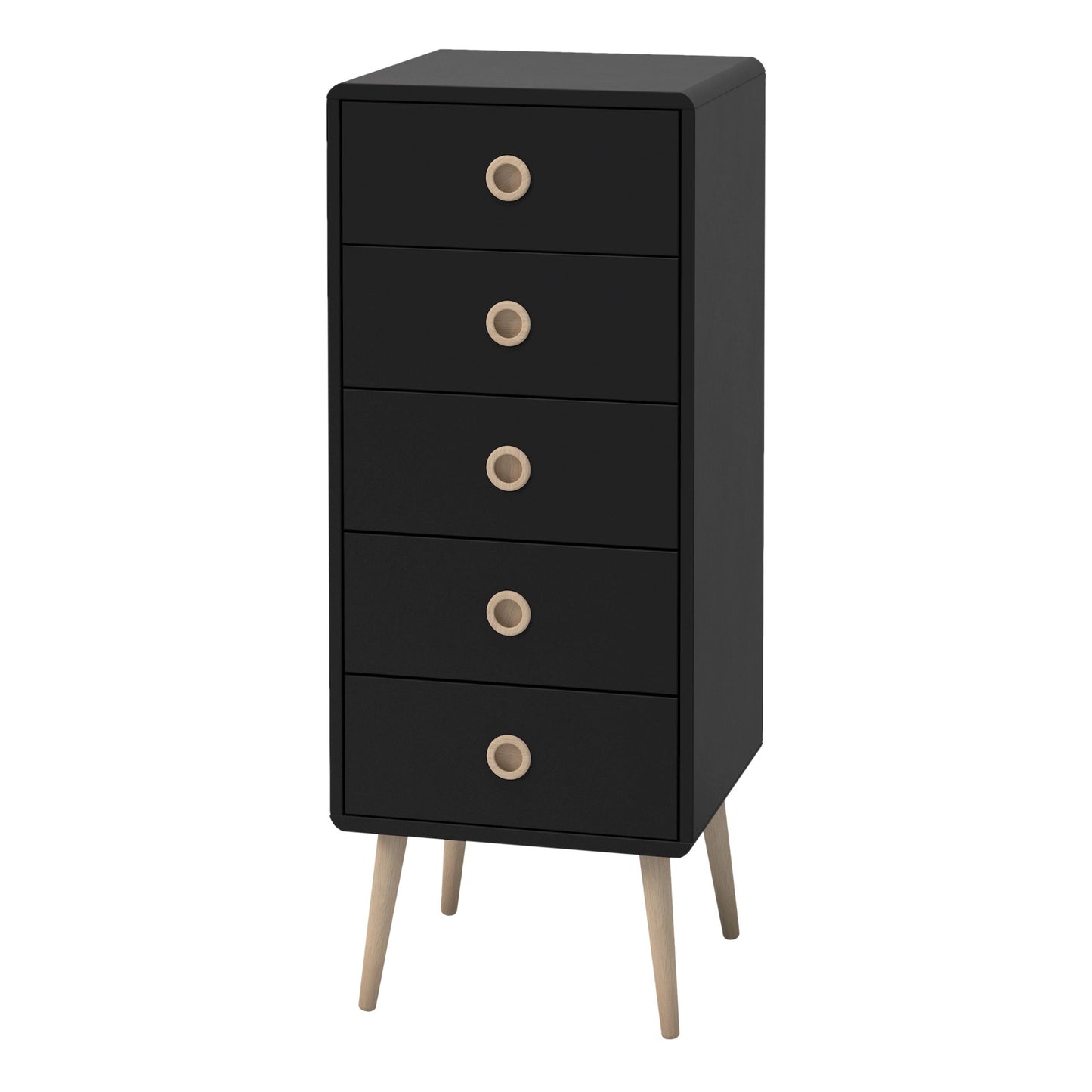 Furniture To Go Softline 5 Drawer Narrow Black Painted