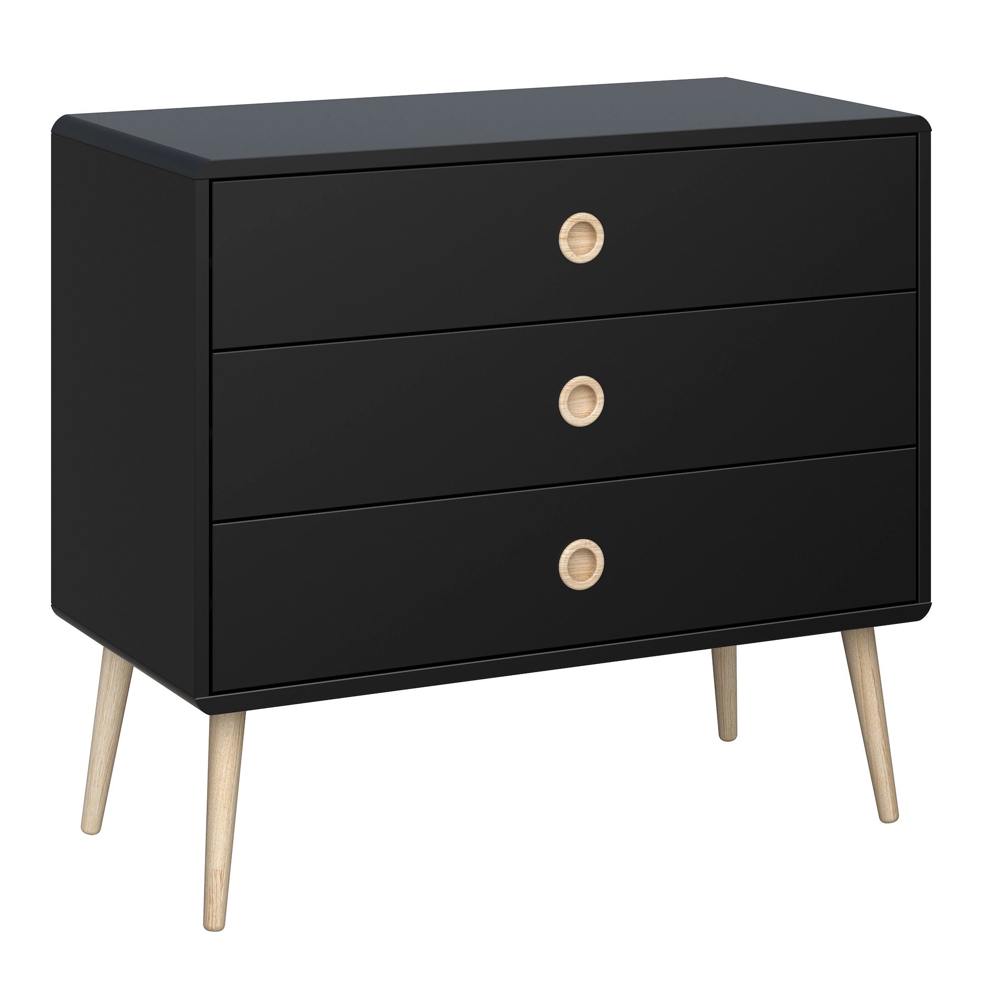 Furniture To Go Softline 3 Drawer Wide Chest Black Painted