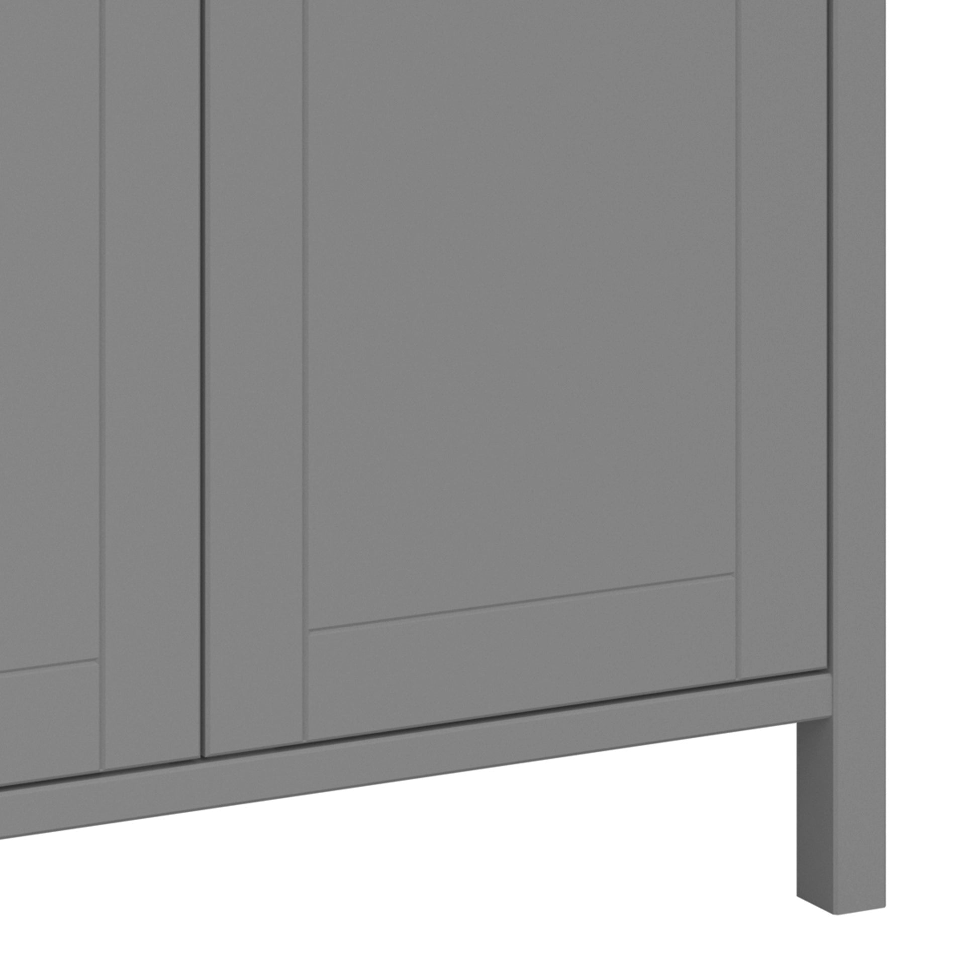 Furniture To Go Tromso 3 Doors Wardrobe Folkestone Grey with Leather Handles