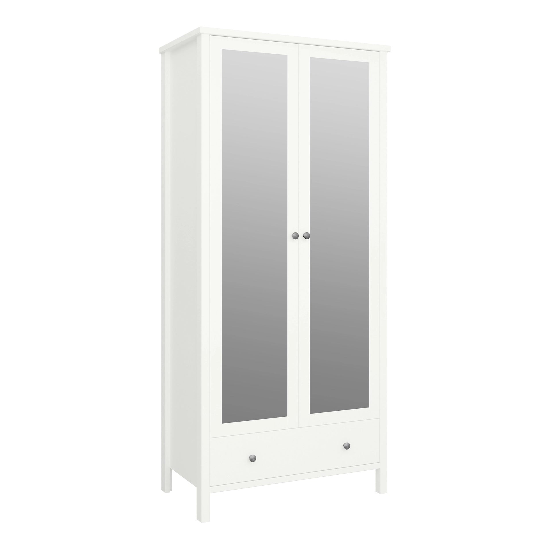 Furniture To Go Tromso 2 Mirror Doors + 1 Drawer Wardrobe White 050