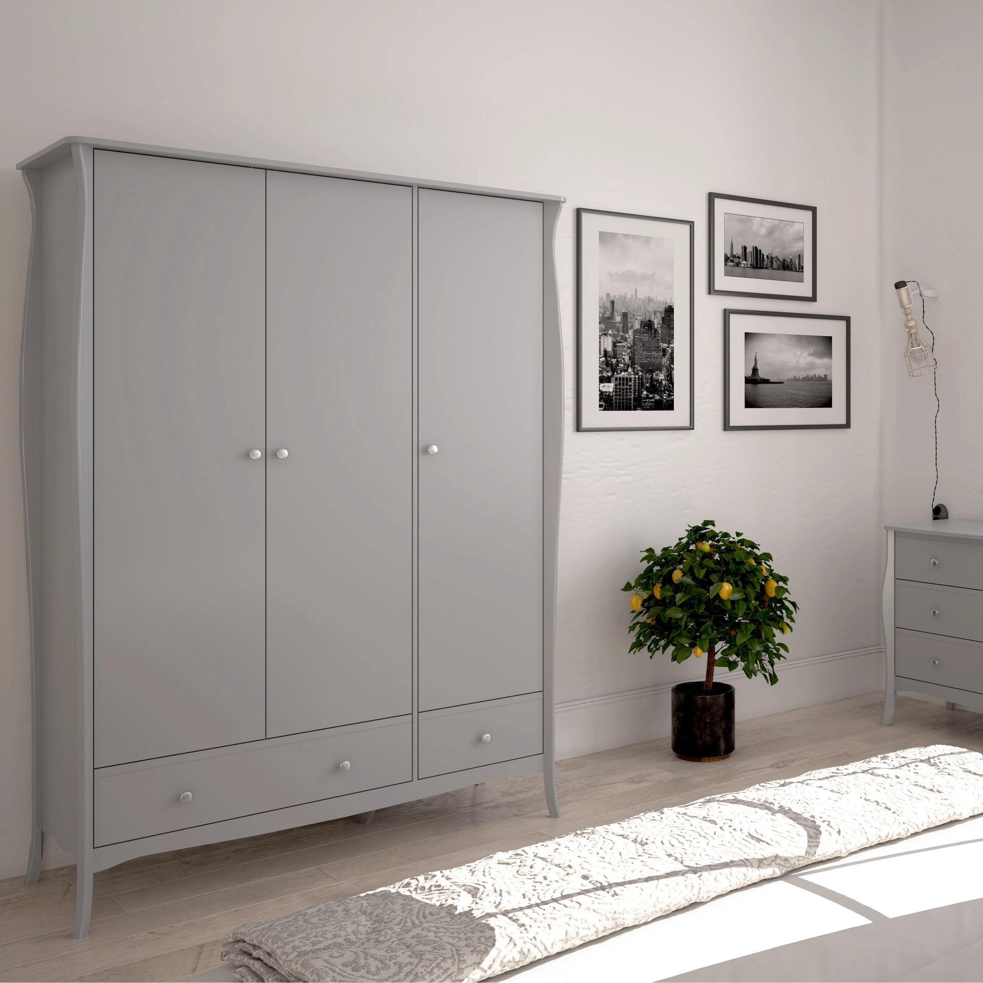 Furniture To Go Baroque 3Dr 2 Drw Robe Grey