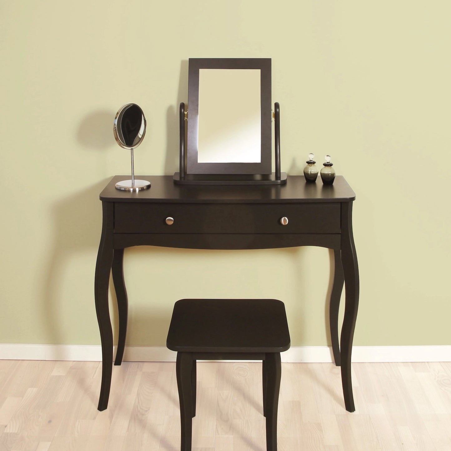 Furniture To Go Baroque 1 Drawer Vanity Included Stool & Mirror Black
