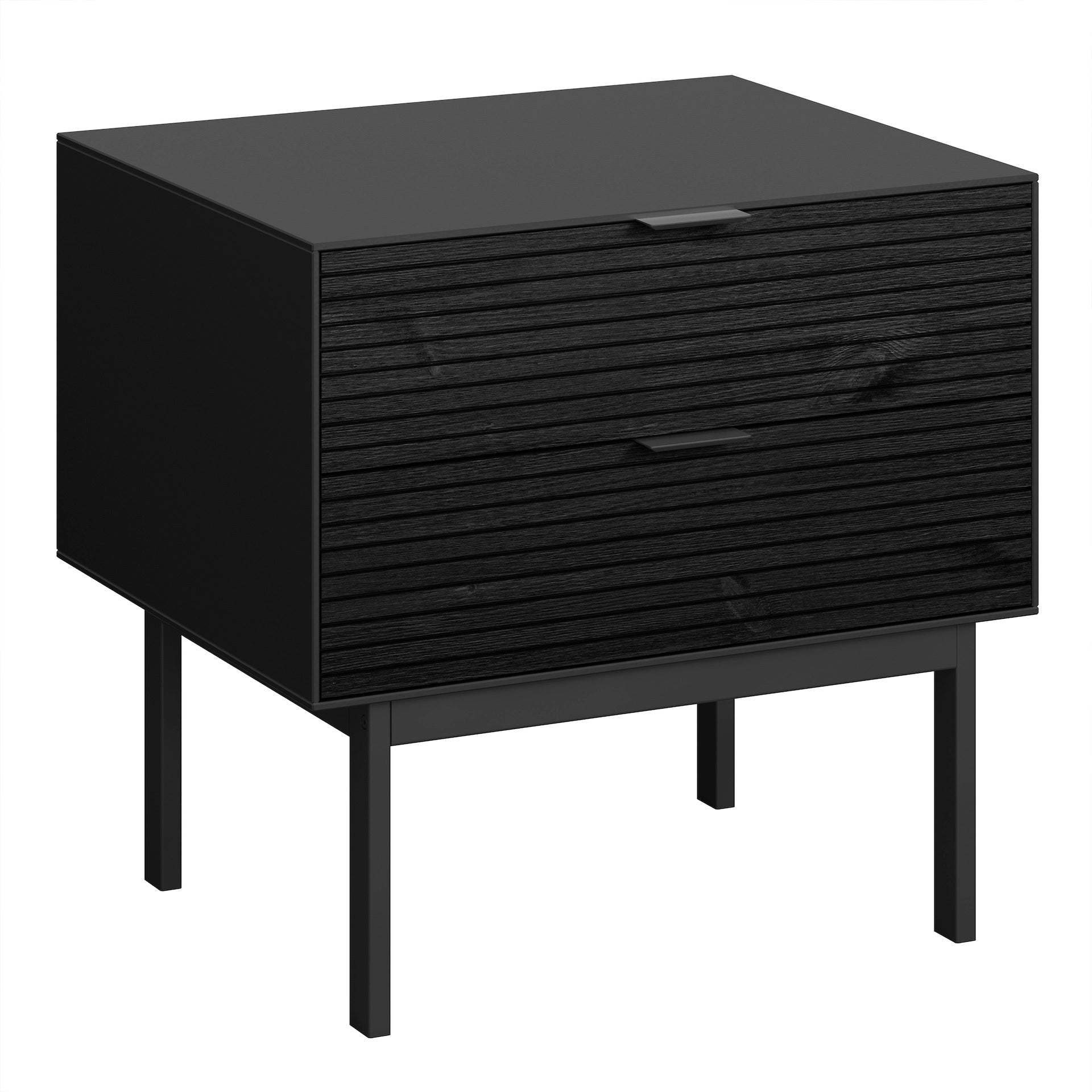 Furniture To Go Soma Bedside Table 2 Drawers Granulated Black Brushed Black
