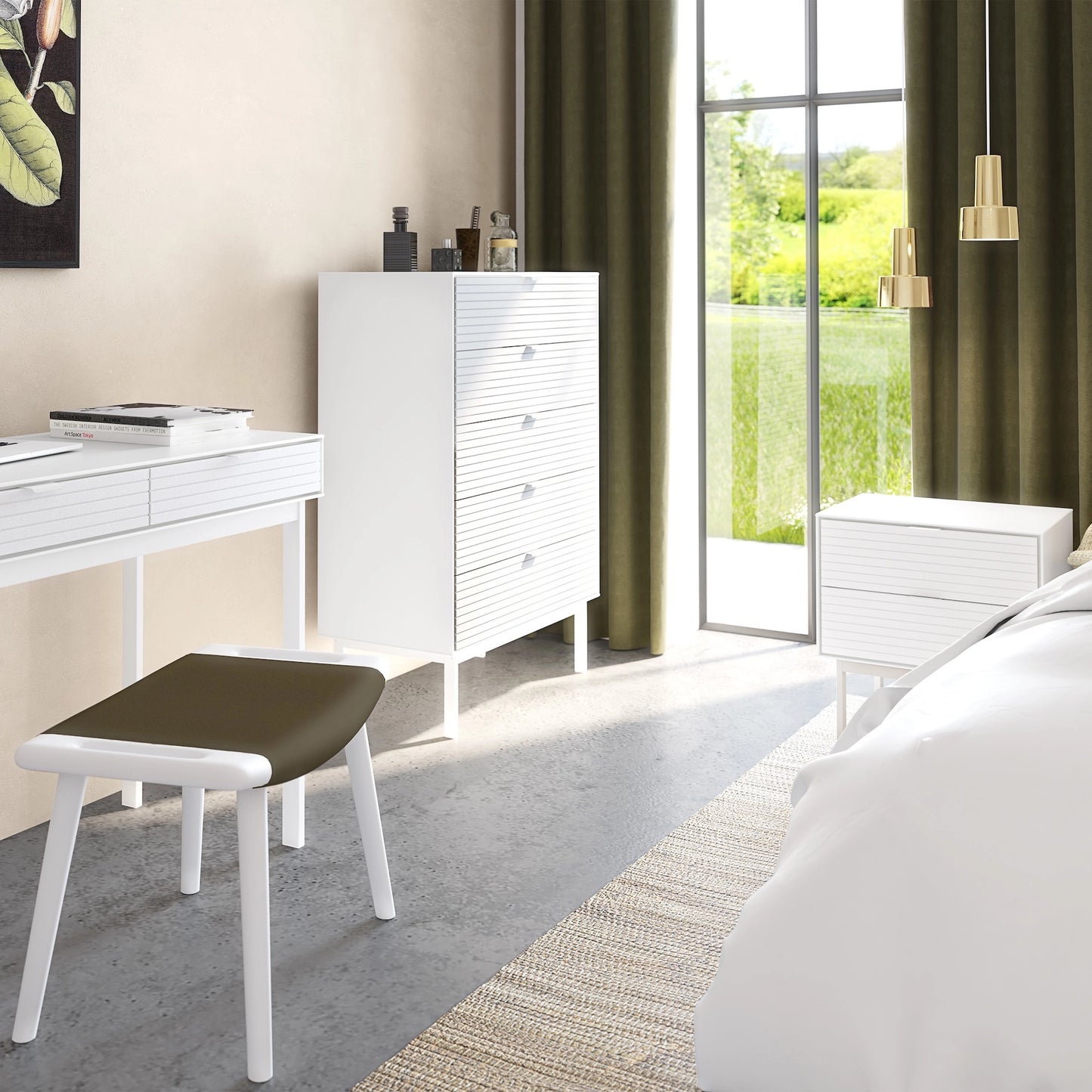 Furniture To Go Soma Bedside Table 2 Drawers Granulated Pure White Brushed White