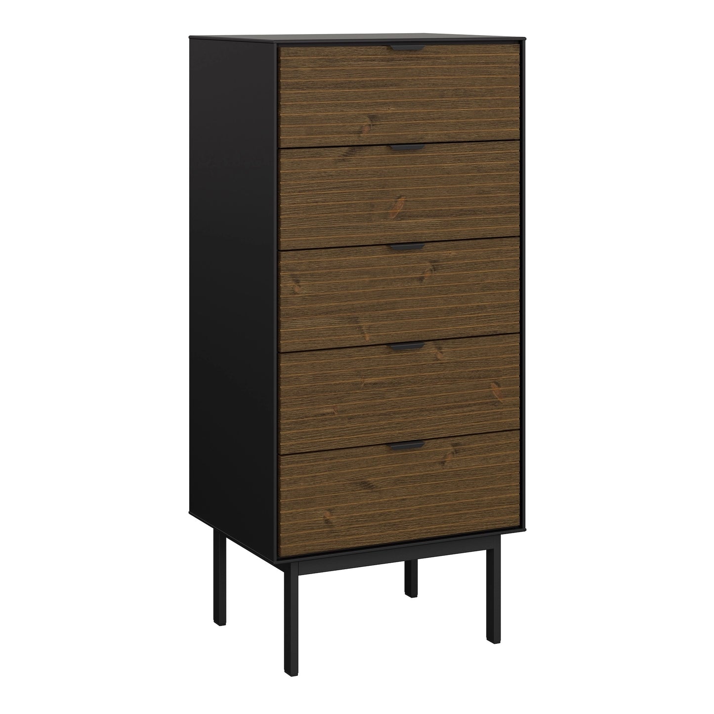 Furniture To Go Soma 5 Drawers Narrow Chest Granulated Black Brushed Espresso