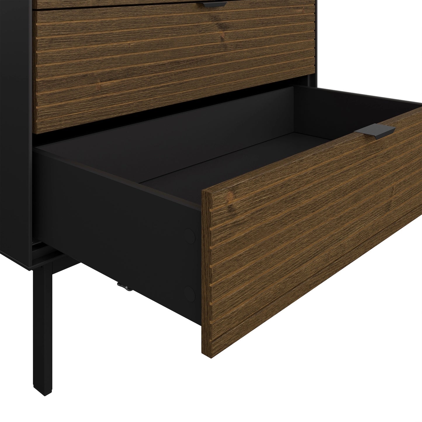 Furniture To Go Soma 5 Drawers Narrow Chest Granulated Black Brushed Espresso