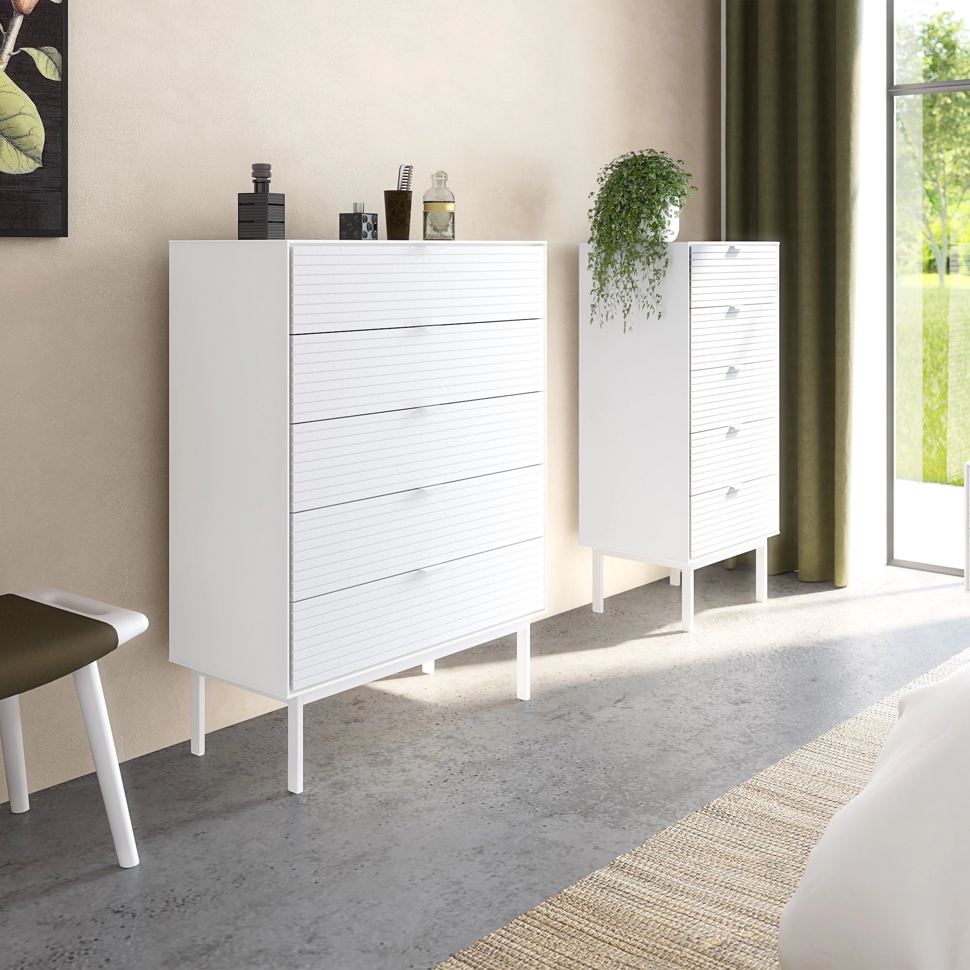 Furniture To Go Soma 5 Drawers Chest Granulated Pure White Brushed White