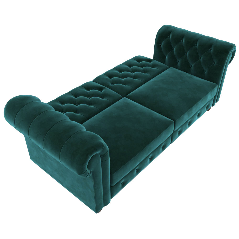 Dorel Felix Chesterfield Sofa Bed Velvet, Green