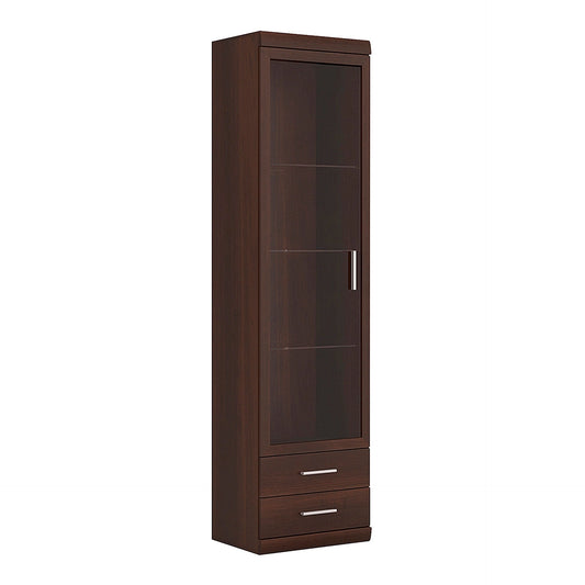 Furniture To Go Imperial Tall Glazed 1 Door 2 Drawer Narrow Cabinet in Dark Mahogany Melamine