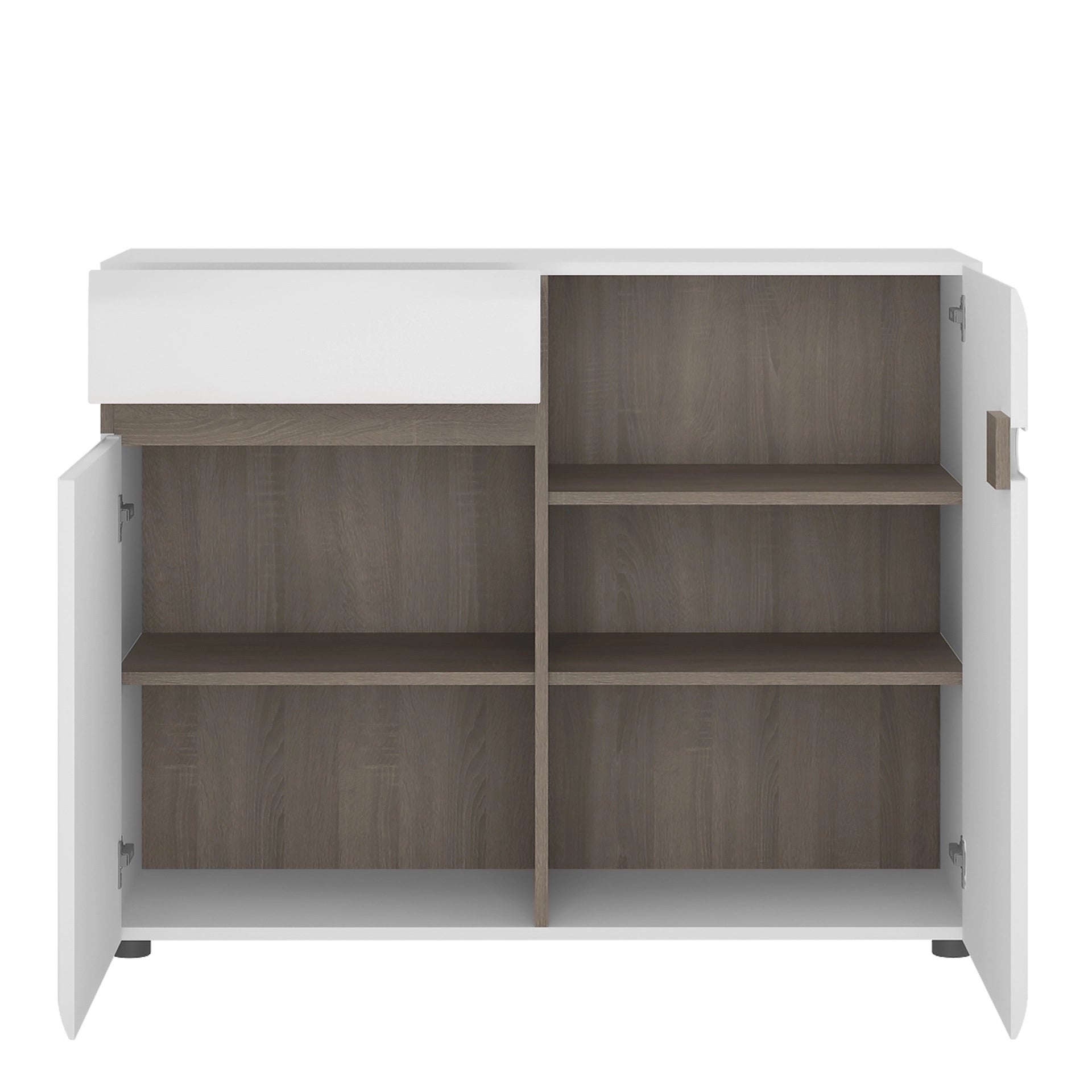 Furniture To Go Chelsea 1 Drawer 2 Door Sideboard 109.5cm Wide in White with Oak Trim