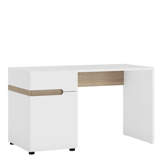 Furniture To Go Chelsea Desk/Dressing Table in White with Oak Trim