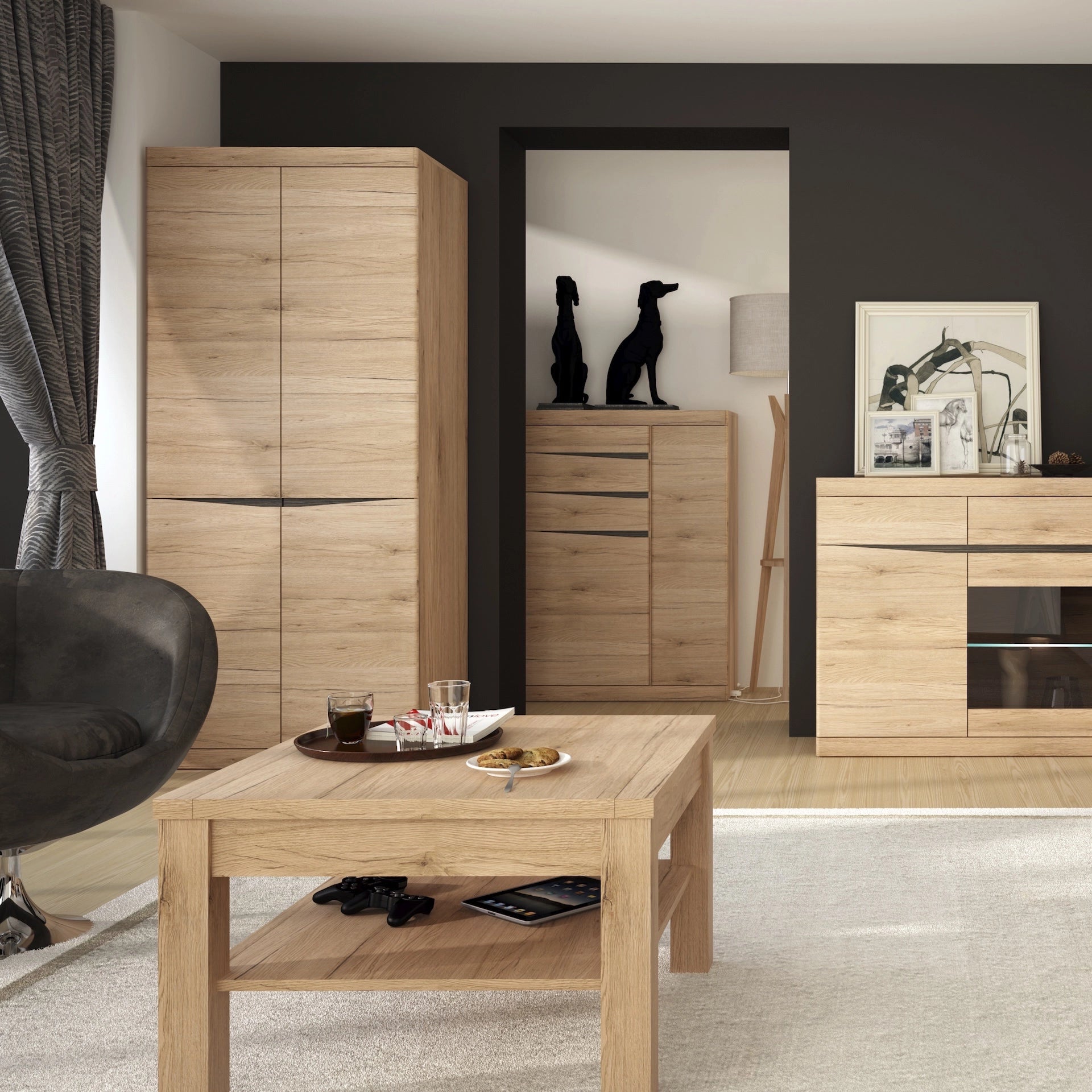 Furniture To Go Kensington 2 Door 3 Drawer Cabinet in Oak