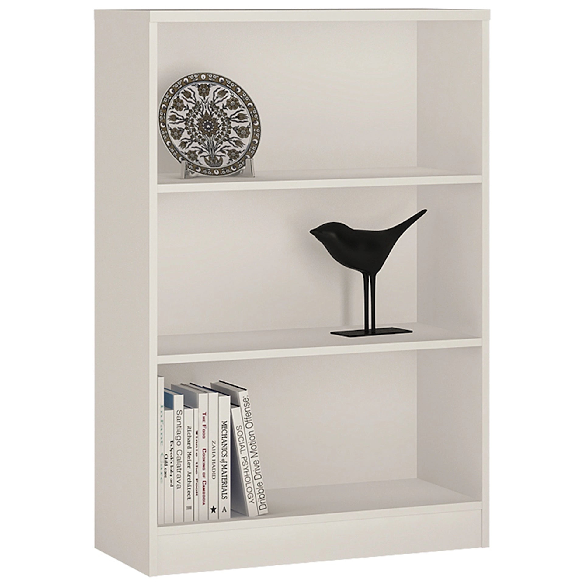 Furniture To Go 4 You Medium Wide Bookcase in Pearl White