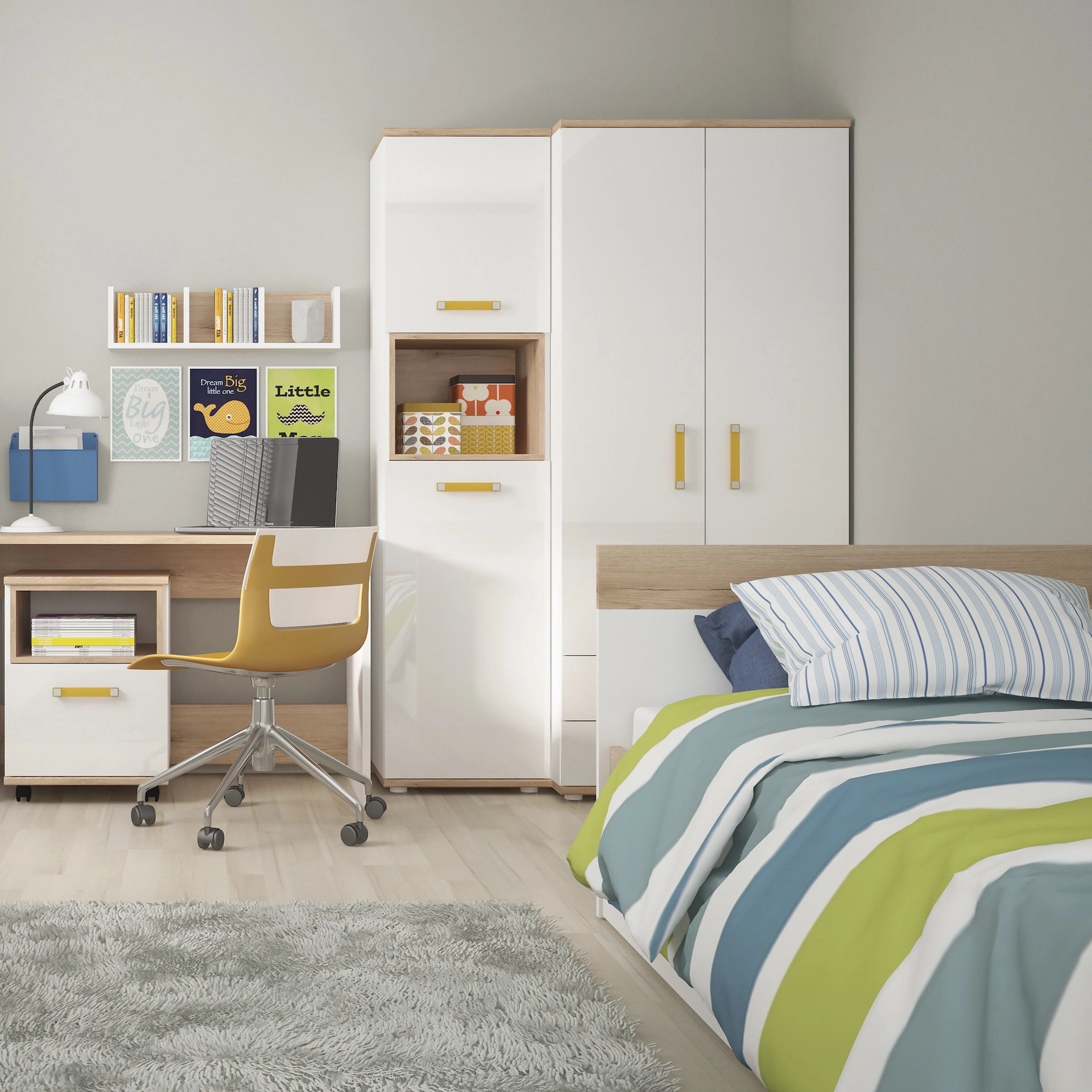Furniture To Go 4Kids 70cm Sectioned Wall Shelf in Light Oak