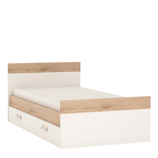 Furniture To Go 4Kids 3ft Single Bed with Under Drawer in Light Oak & White High Gloss (Opalino Handles)