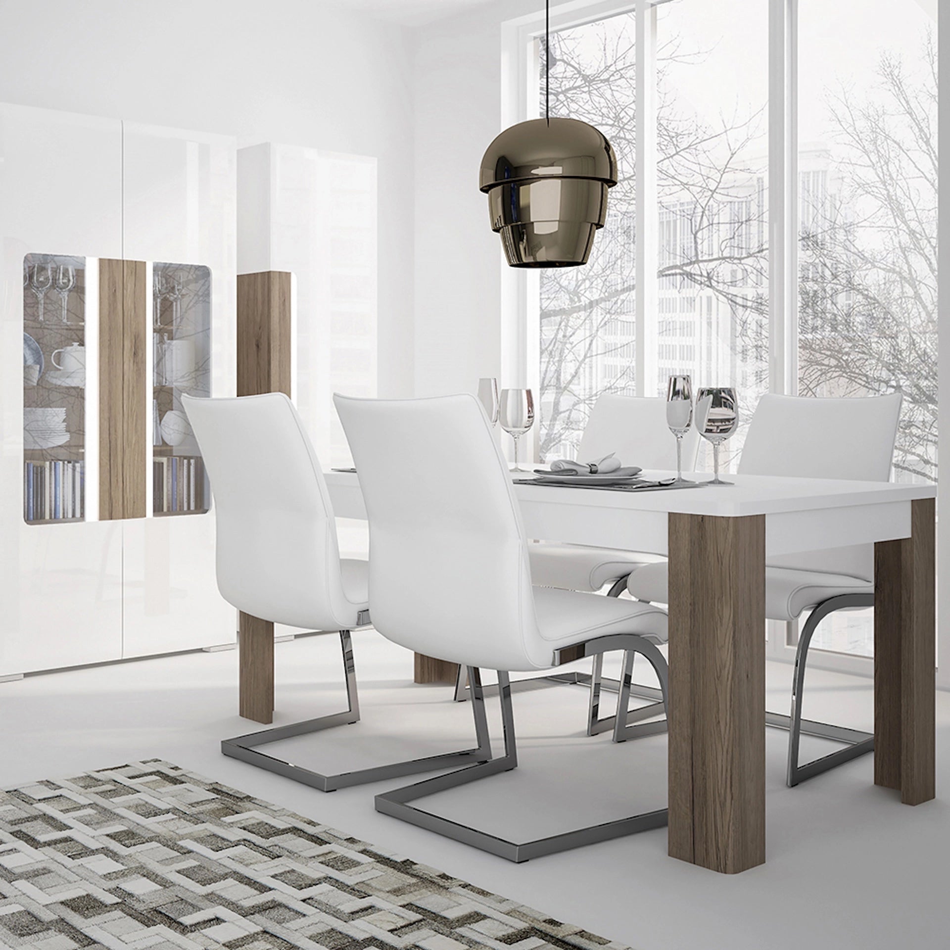Furniture To Go Toronto 160cm Dining Table in White & Oak