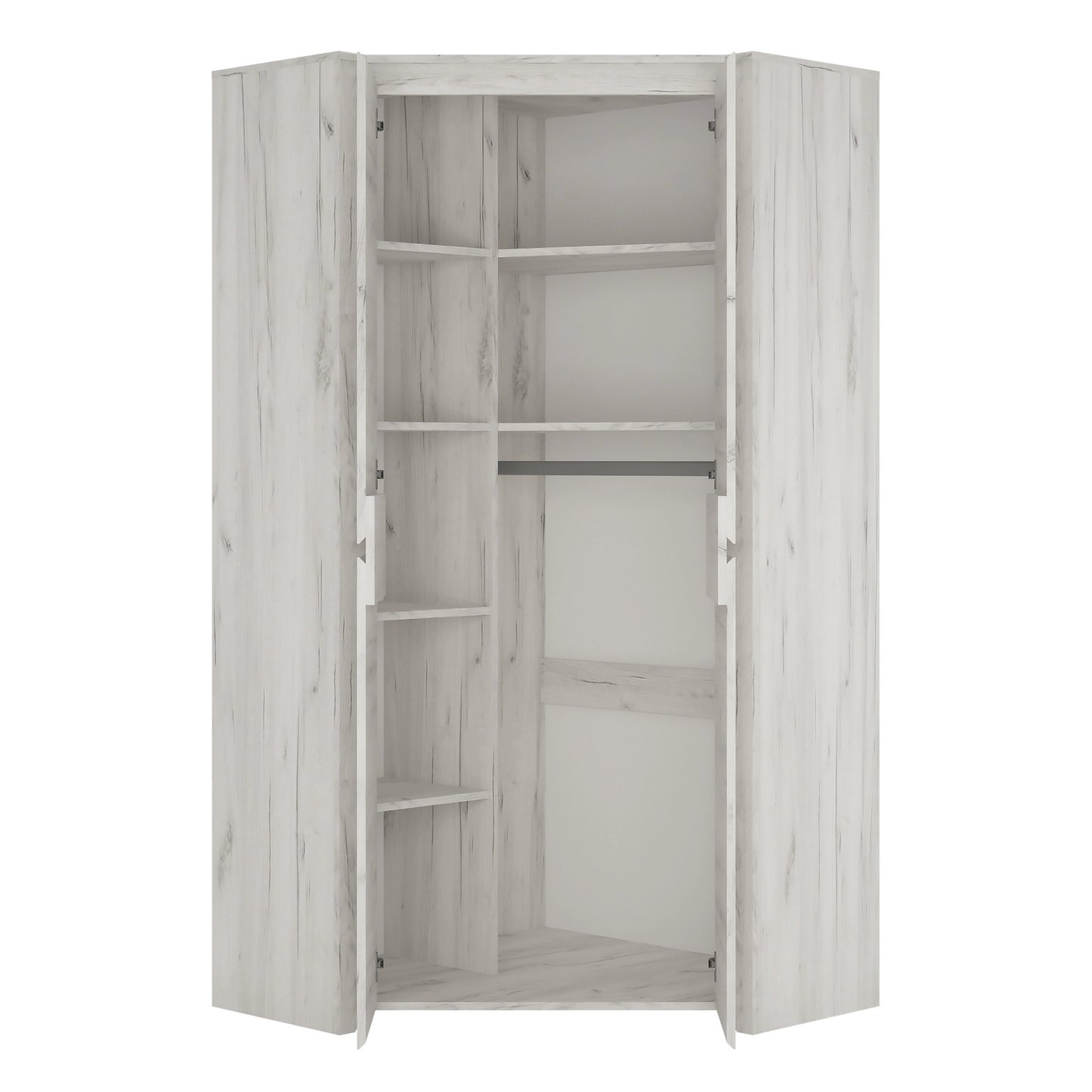 Furniture To Go Angel Corner Fitted Wardrobe in White Craft Oak