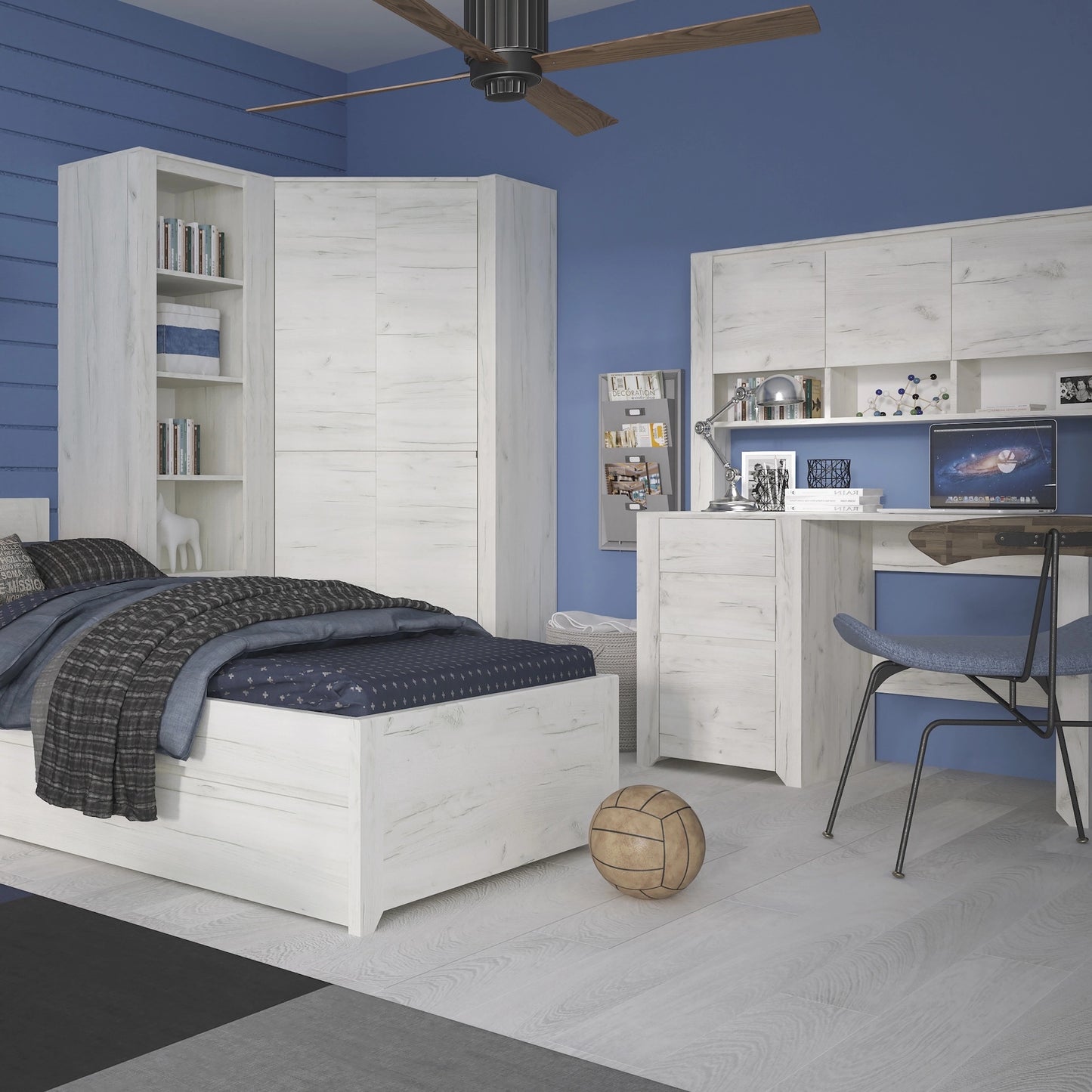 Furniture To Go Angel Corner Fitted Wardrobe in White Craft Oak