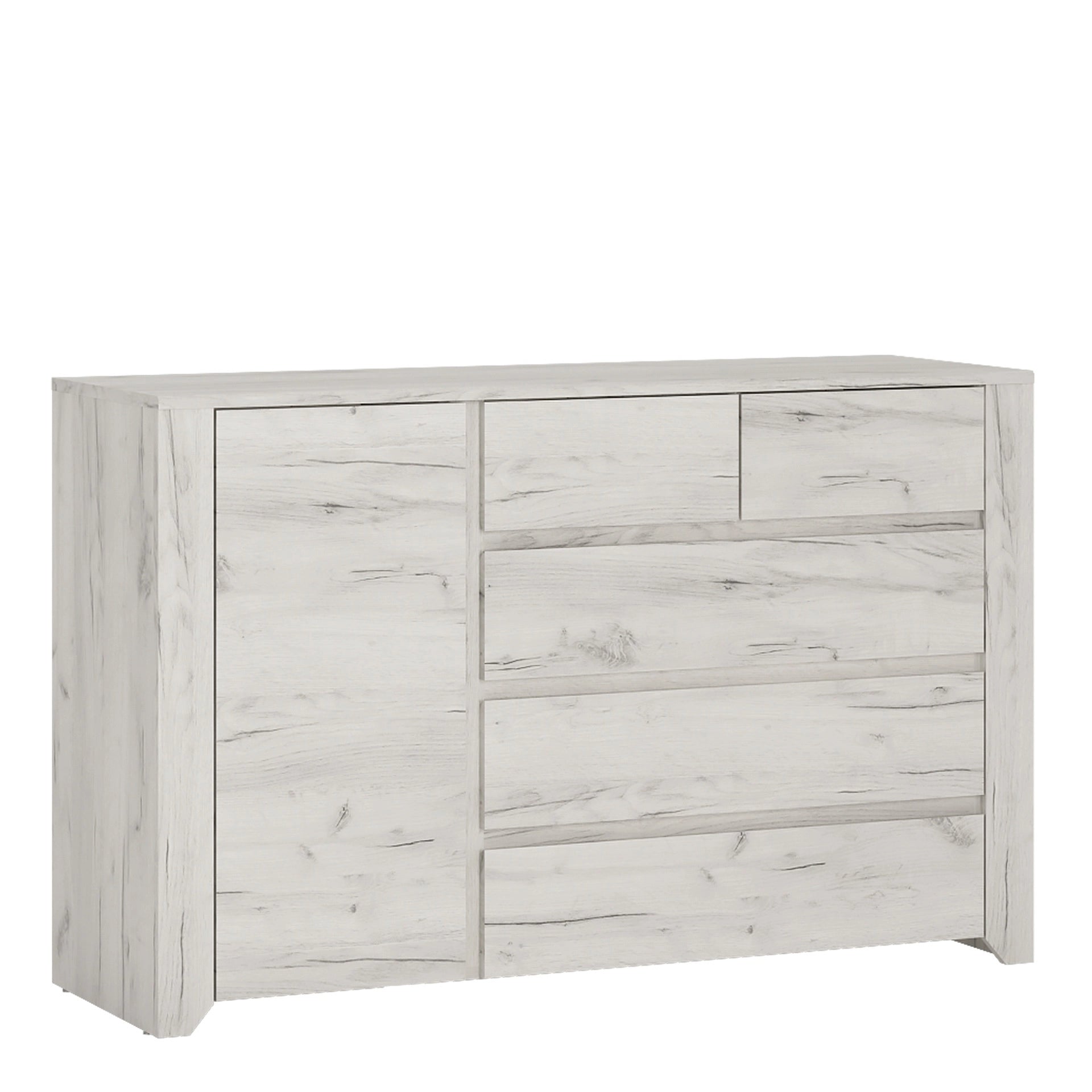Furniture To Go Angel 1 Door 2+3 Drawer Chest in White Craft Oak