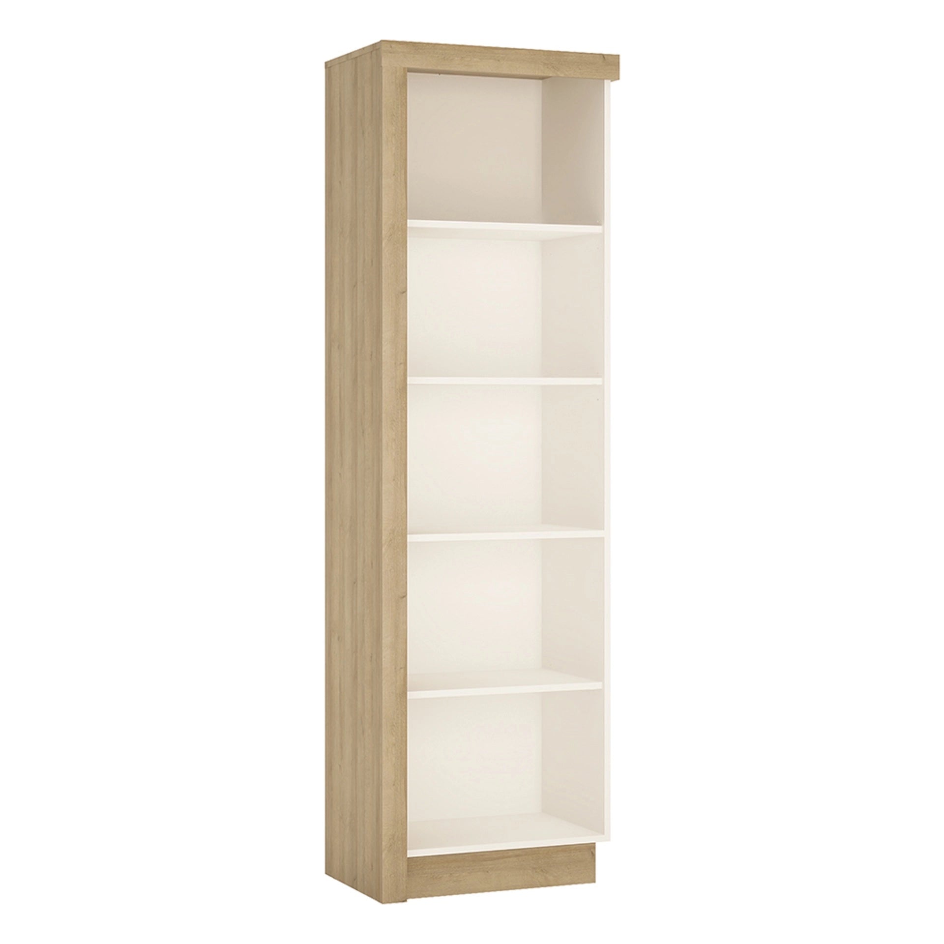 Furniture To Go Lyon Bookcase (RH) in Riviera Oak/White High Gloss