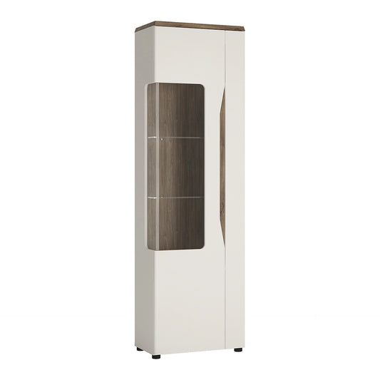 Furniture To Go Toledo 1 Door Display Cabinet (LH) in White & Oak