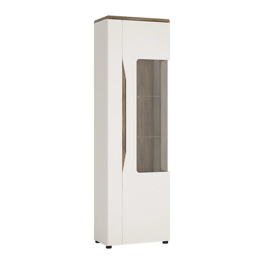 Furniture To Go Toledo 1 Door Display Cabinet (RH) in White & Oak