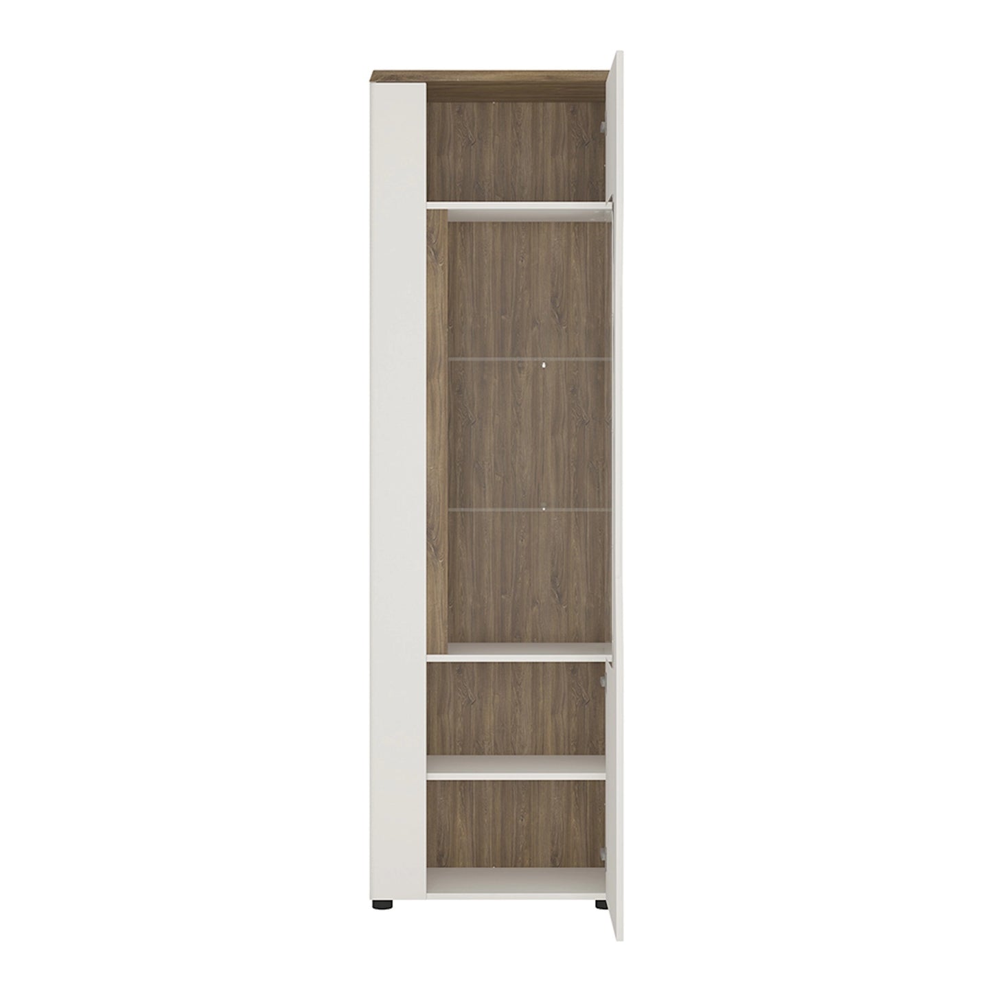 Furniture To Go Toledo 1 Door Display Cabinet (RH) in White & Oak