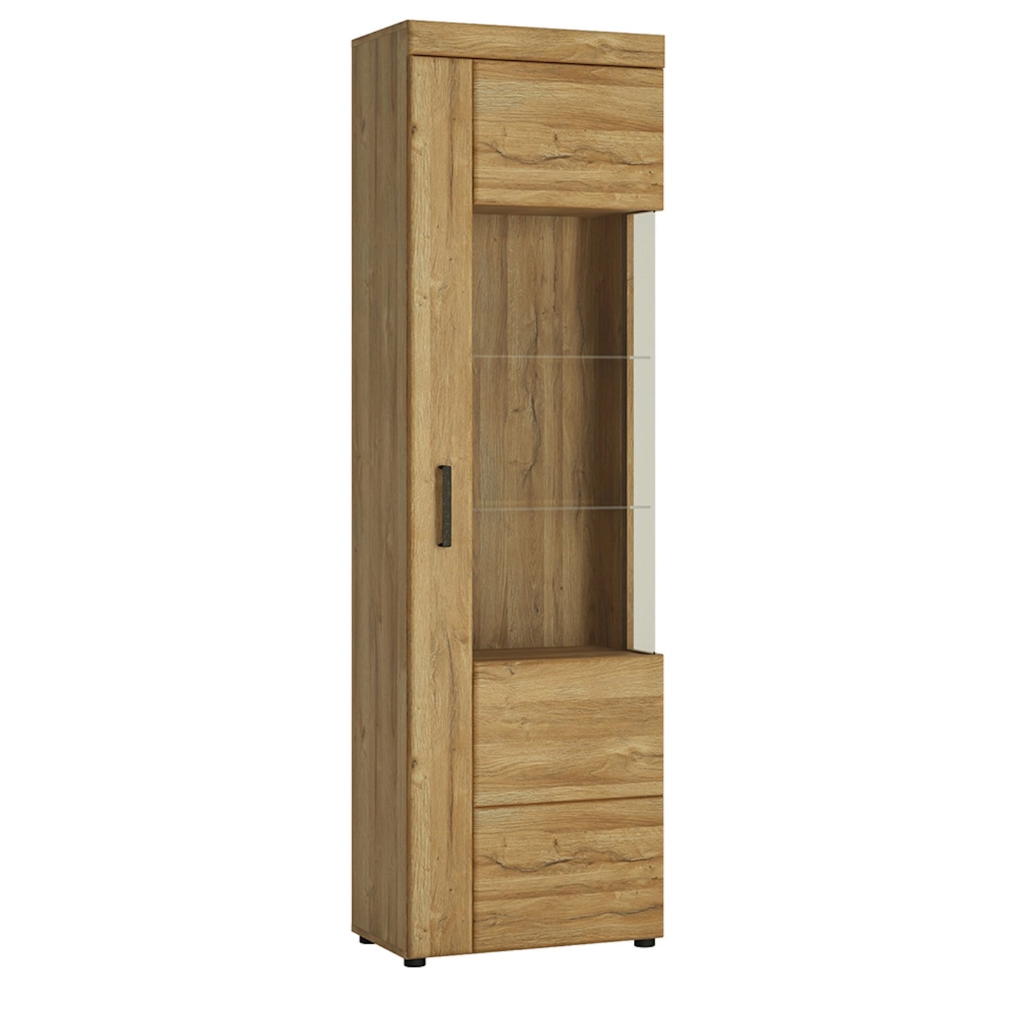 Furniture To Go Cortina Tall Glazed Display Cabinet (RH) in Grandson Oak