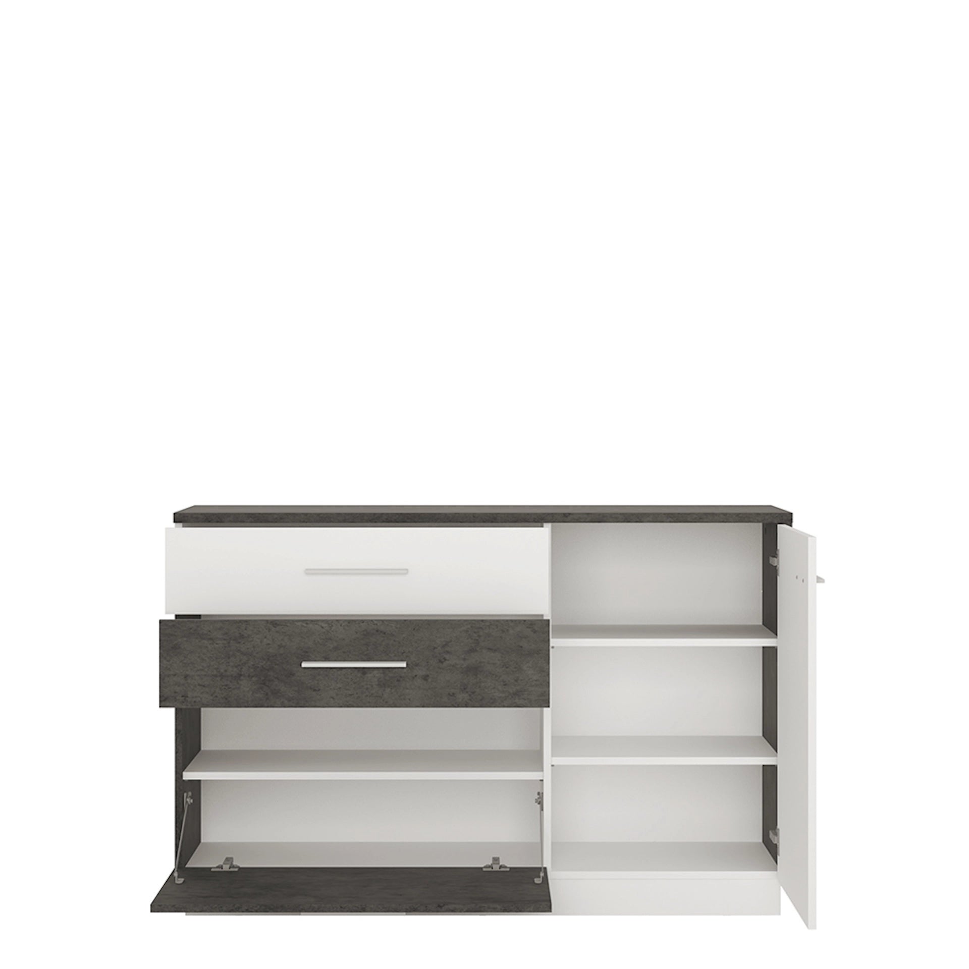 Furniture To Go Zingaro 1 Door 2 Drawer 1 Compartment Sideboard in Grey & White